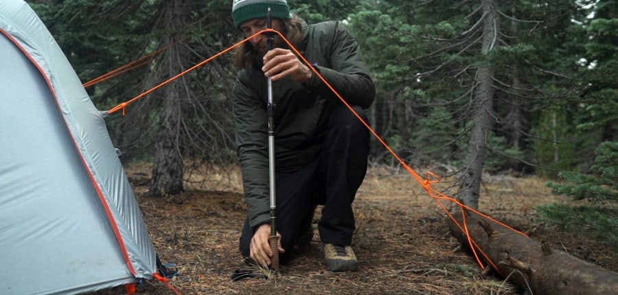 Set up guylines for heavy wind